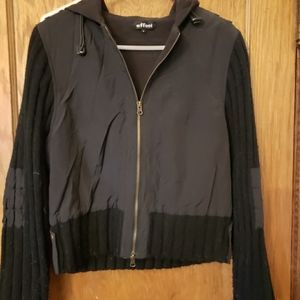 Little black hoodie great for spring! Size large. Cute brass snap details